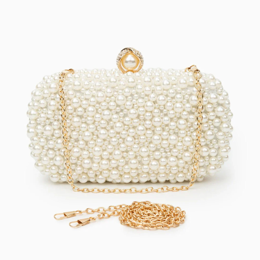 Vioraia Chantal Pearl Clutch Bag
