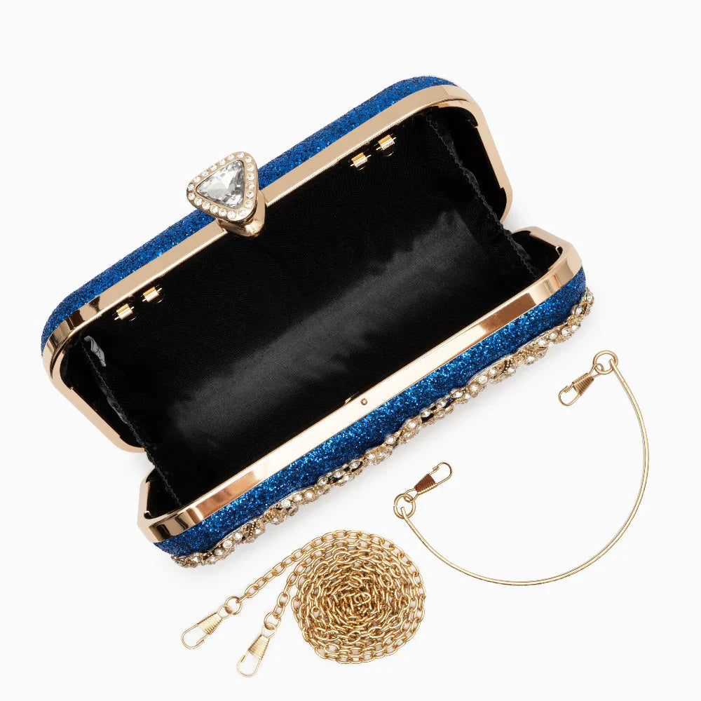 Vioraia Flower Rhinestones Clutch Bag