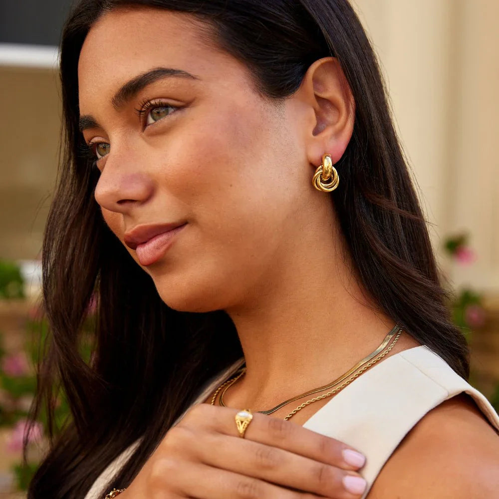 Vioraia Sofia Twisted Gold Hoop Earrings