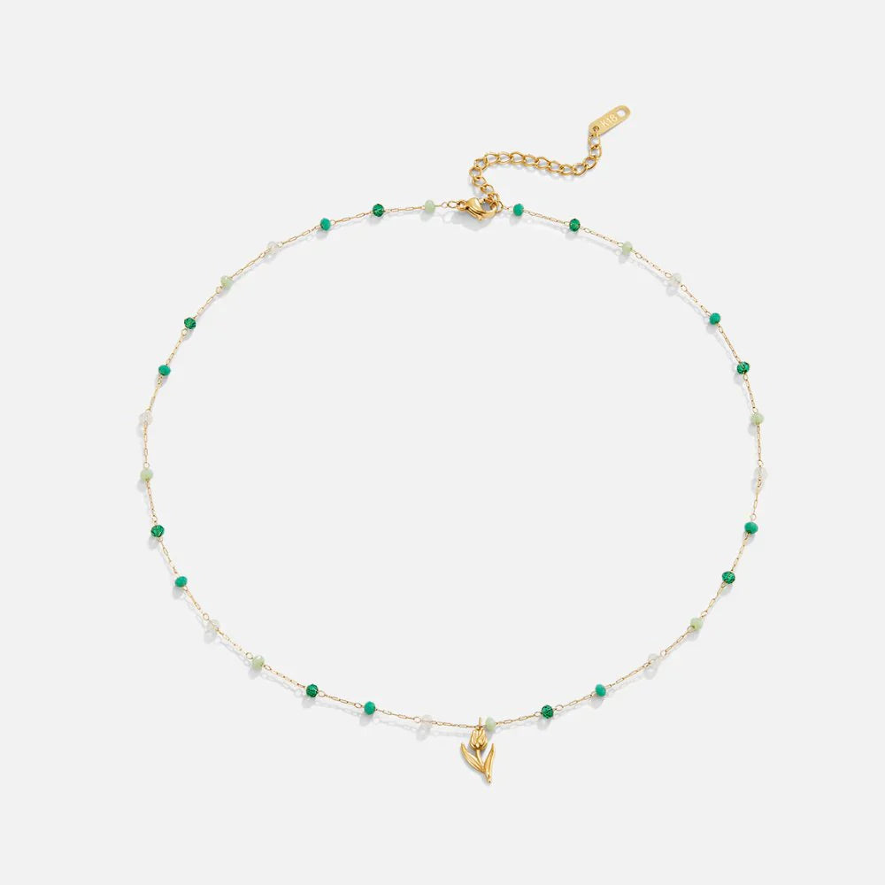 Vioraia Golden Tulip Bead Necklace