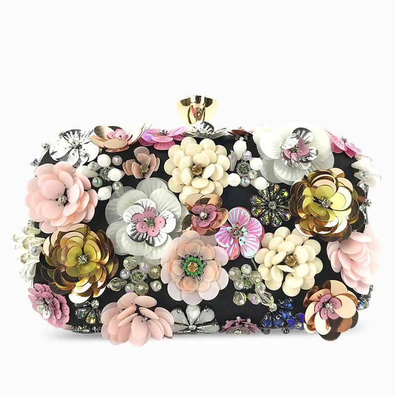 Vioraia Zenaida Handmade Flower Beaded Clutch Bag
