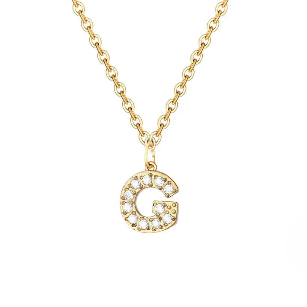 Vioraia Crystal Letter Charm Necklace