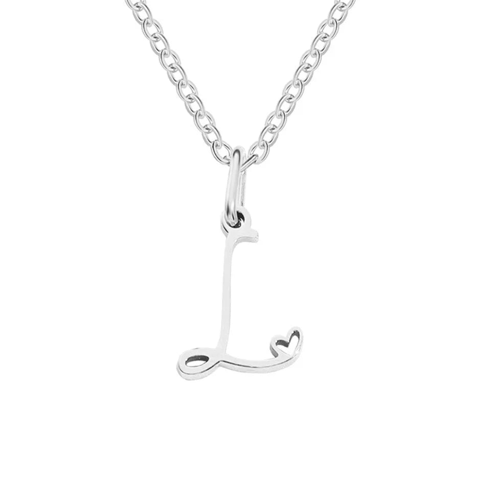 Vioraia Silver Letter Heart Necklace
