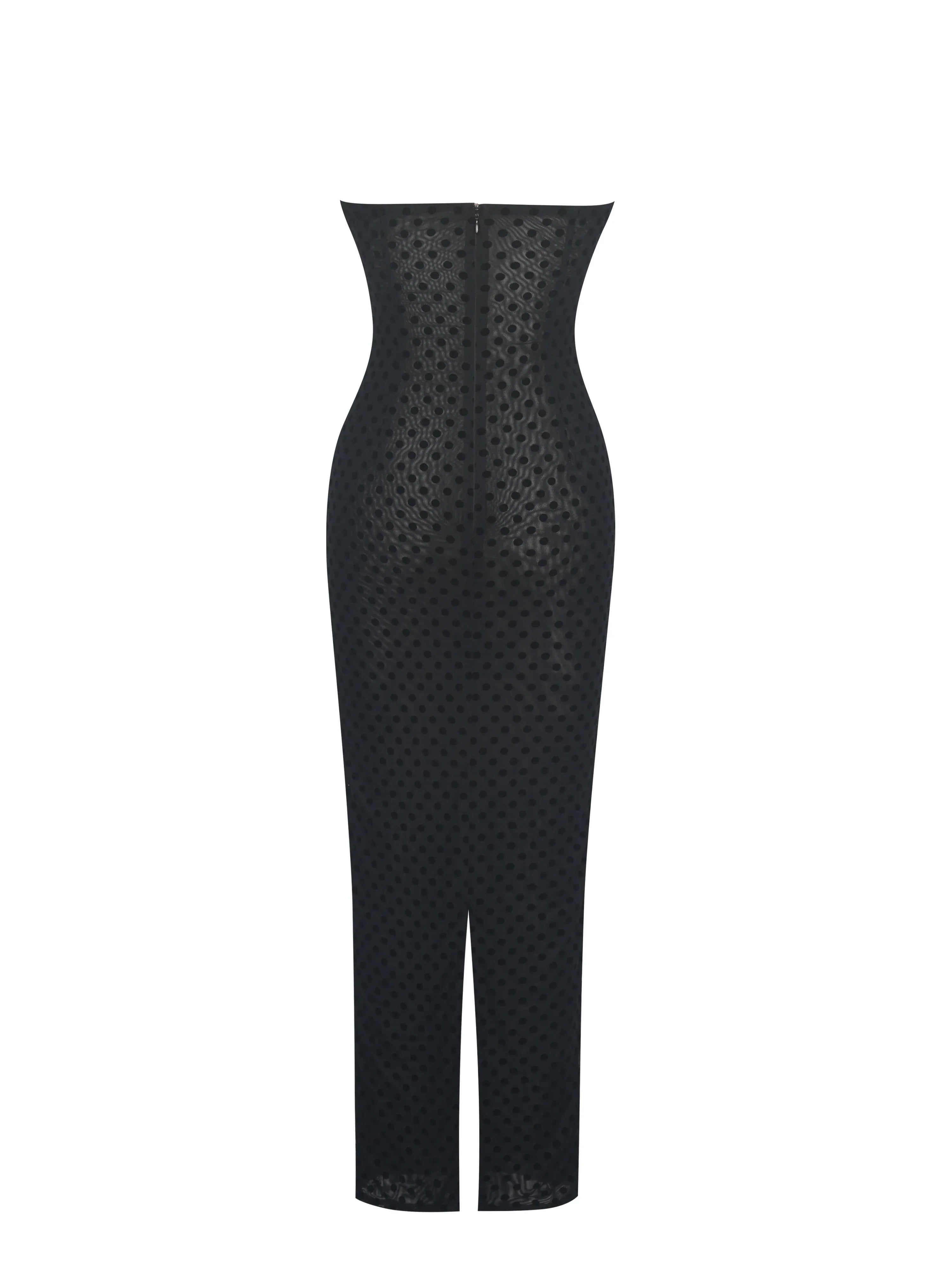 Faith Black and White Polka Dot Sweetheart Maxi Dress