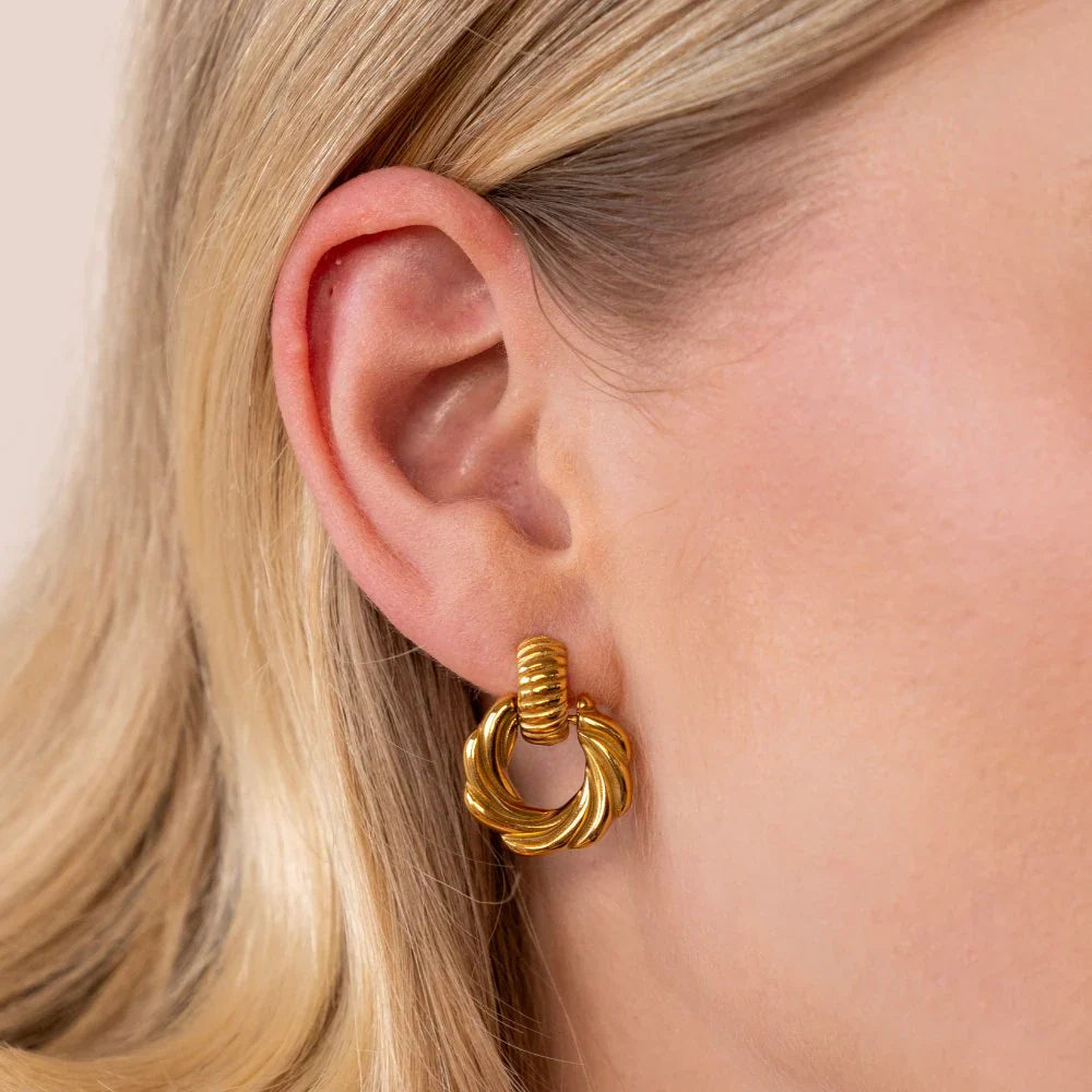 Vioraia Leah 18K Twisted Hoop Earrings