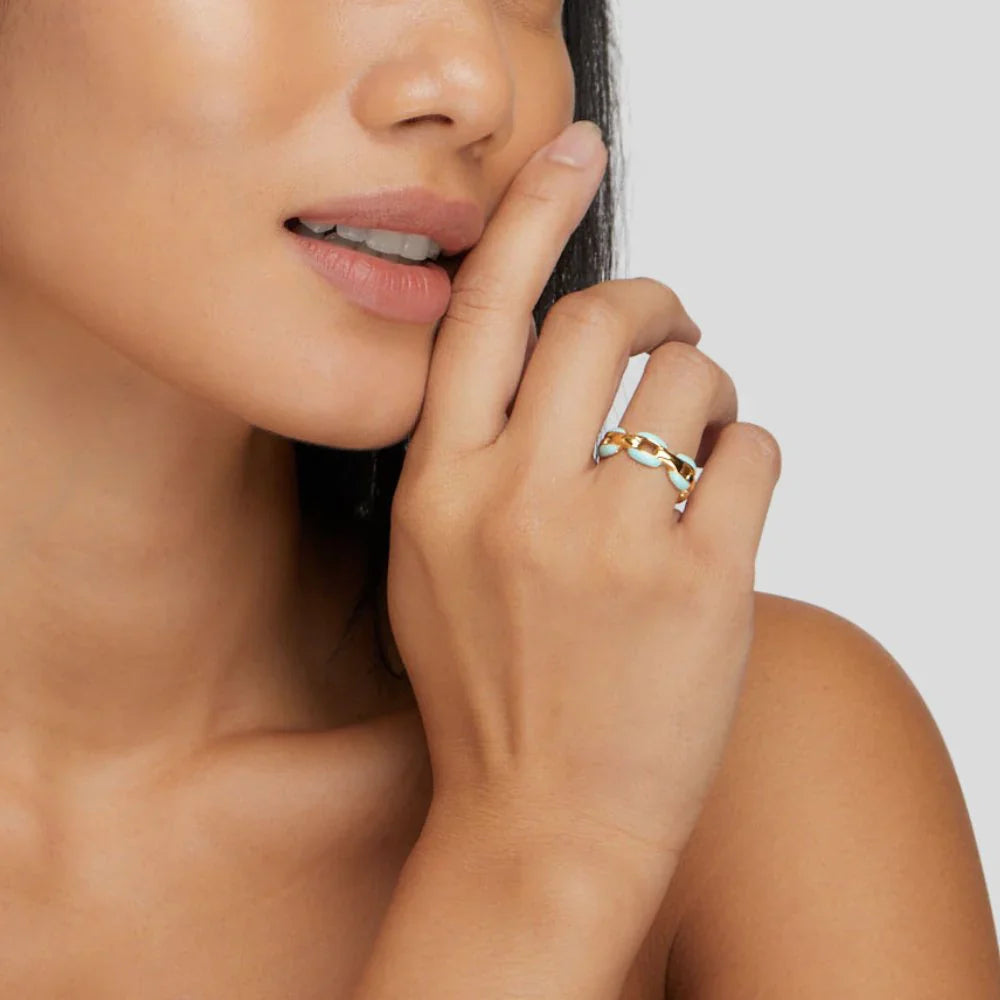Vioraia Blue Reya Chain Ring