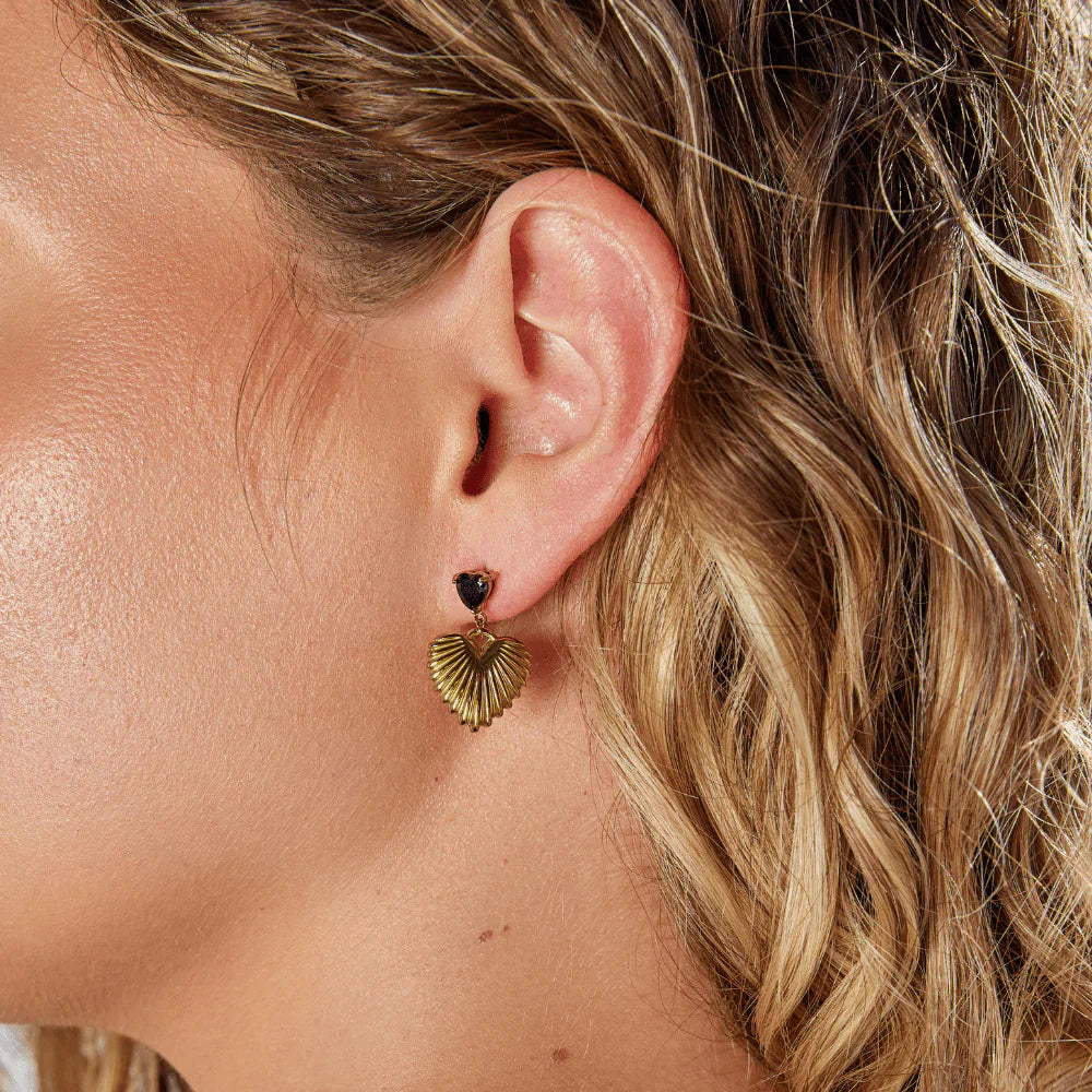 Vioraia Hera Gold Heart Drop Earrings