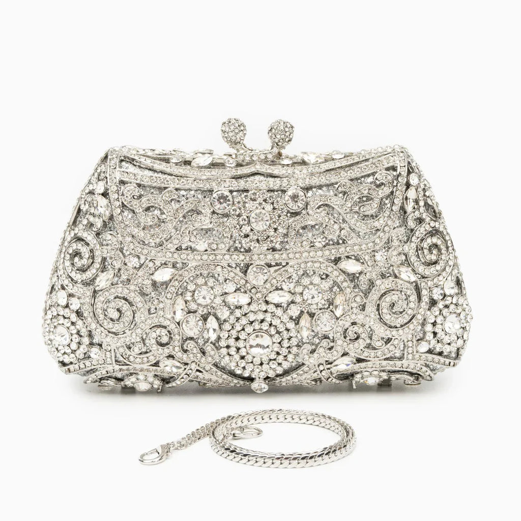 Vioraia Ayanne Crystal Covered Clutch Bag - Silver