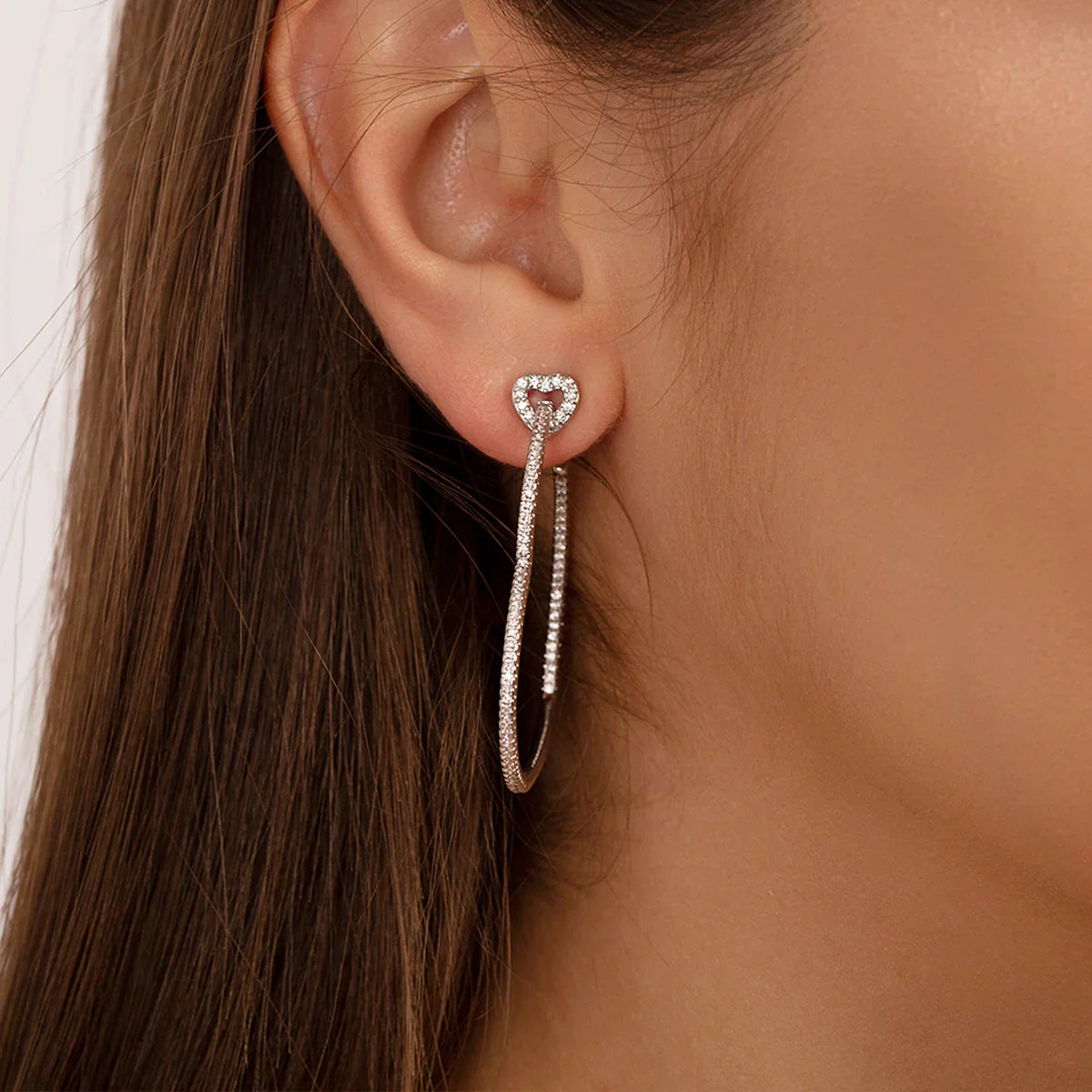 Vioraia Sparkling Love Hoop Earrings