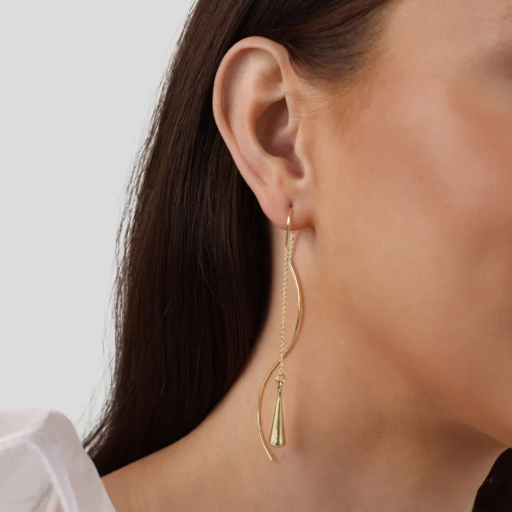 Vioraia Golden Teardrop Tassel Earrings
