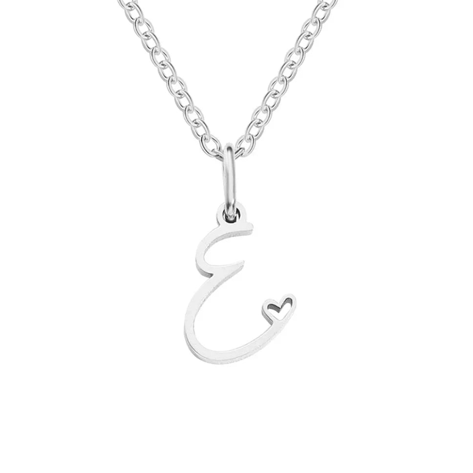 Vioraia Silver Letter Heart Necklace