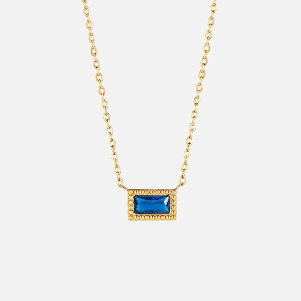 Vioraia Baguette Birthstone Necklace