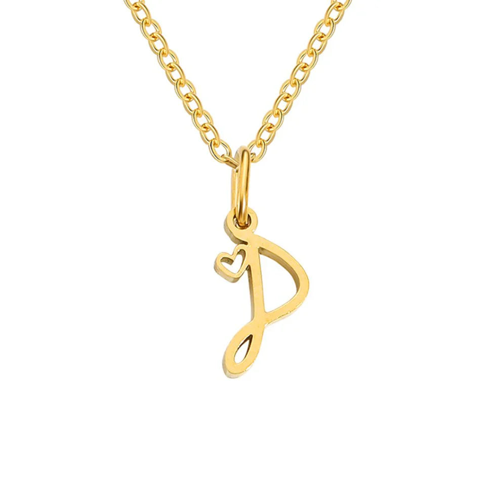 Vioraia Gold Letter Heart Necklace