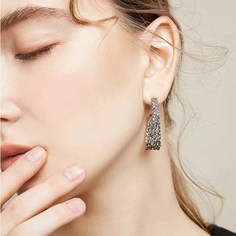 Vioraia Grand Rhinestones Hoop Earrings
