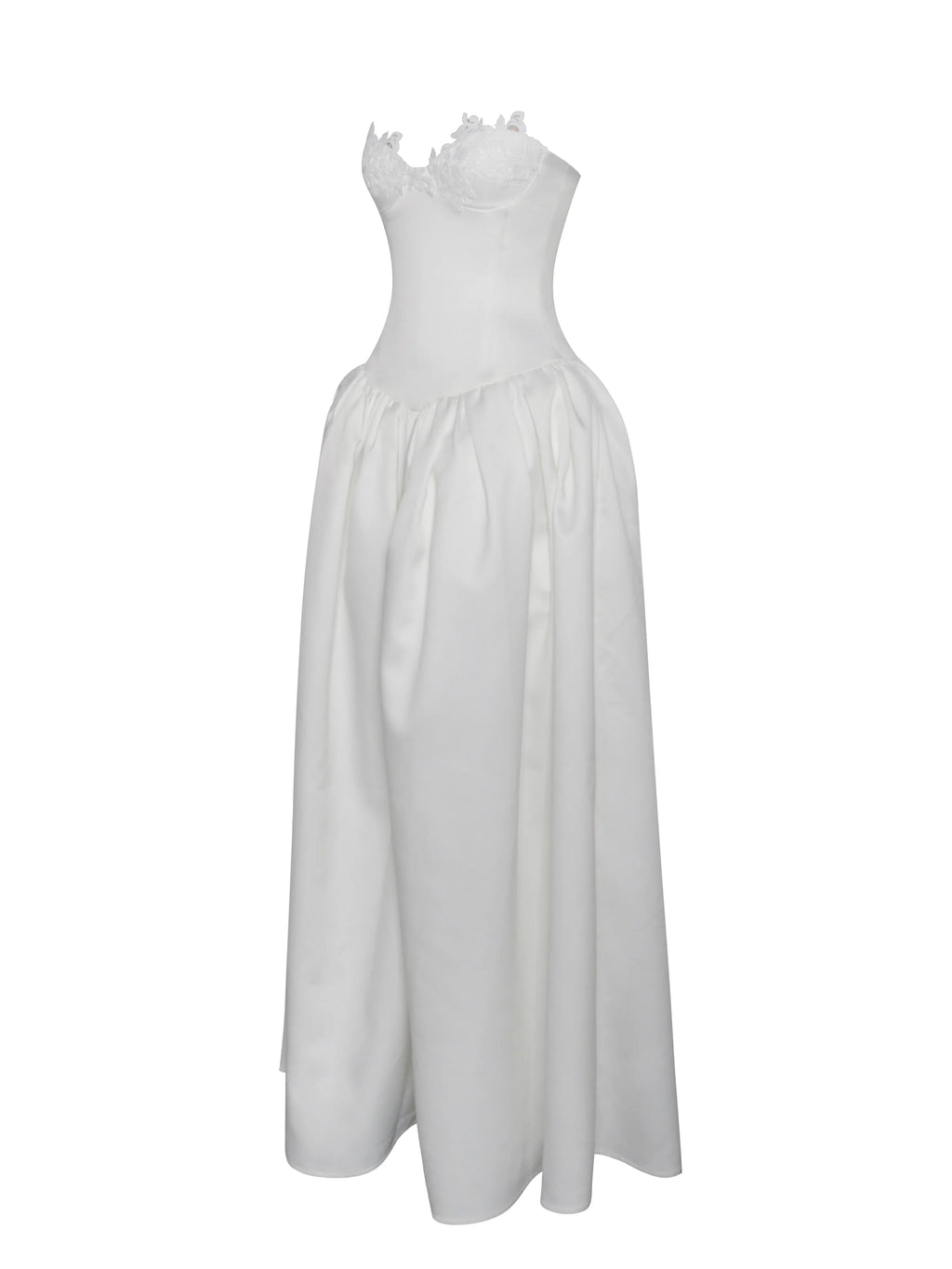 Naila Lace Trim Strapless Drop Waist Wedding Gown