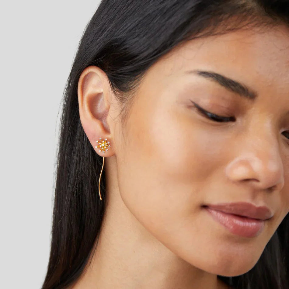 Vioraia Make A Wish Dandelion 18K Gold Earrings