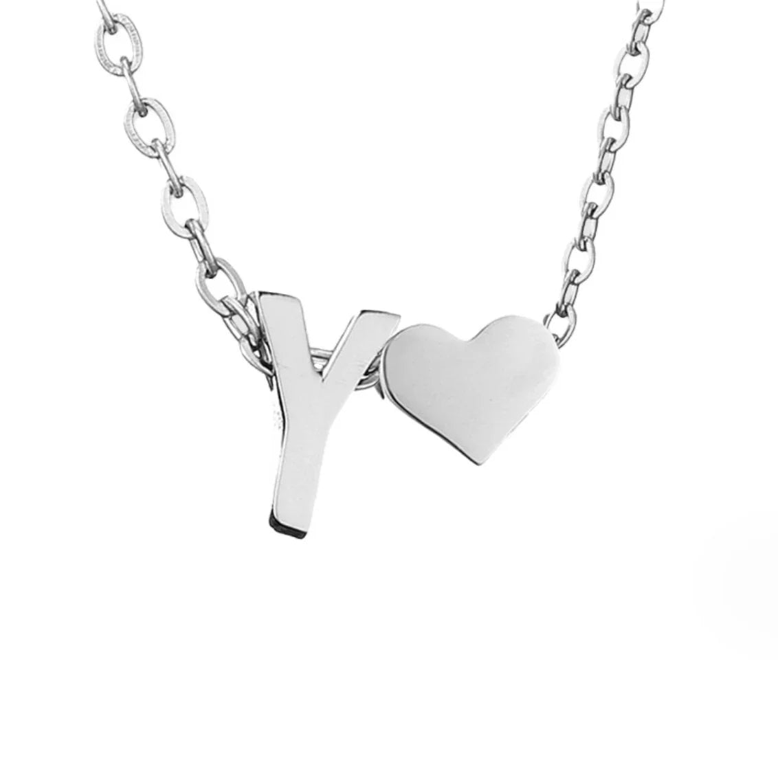 Vioraia Forever Love & Letter Silver Necklace