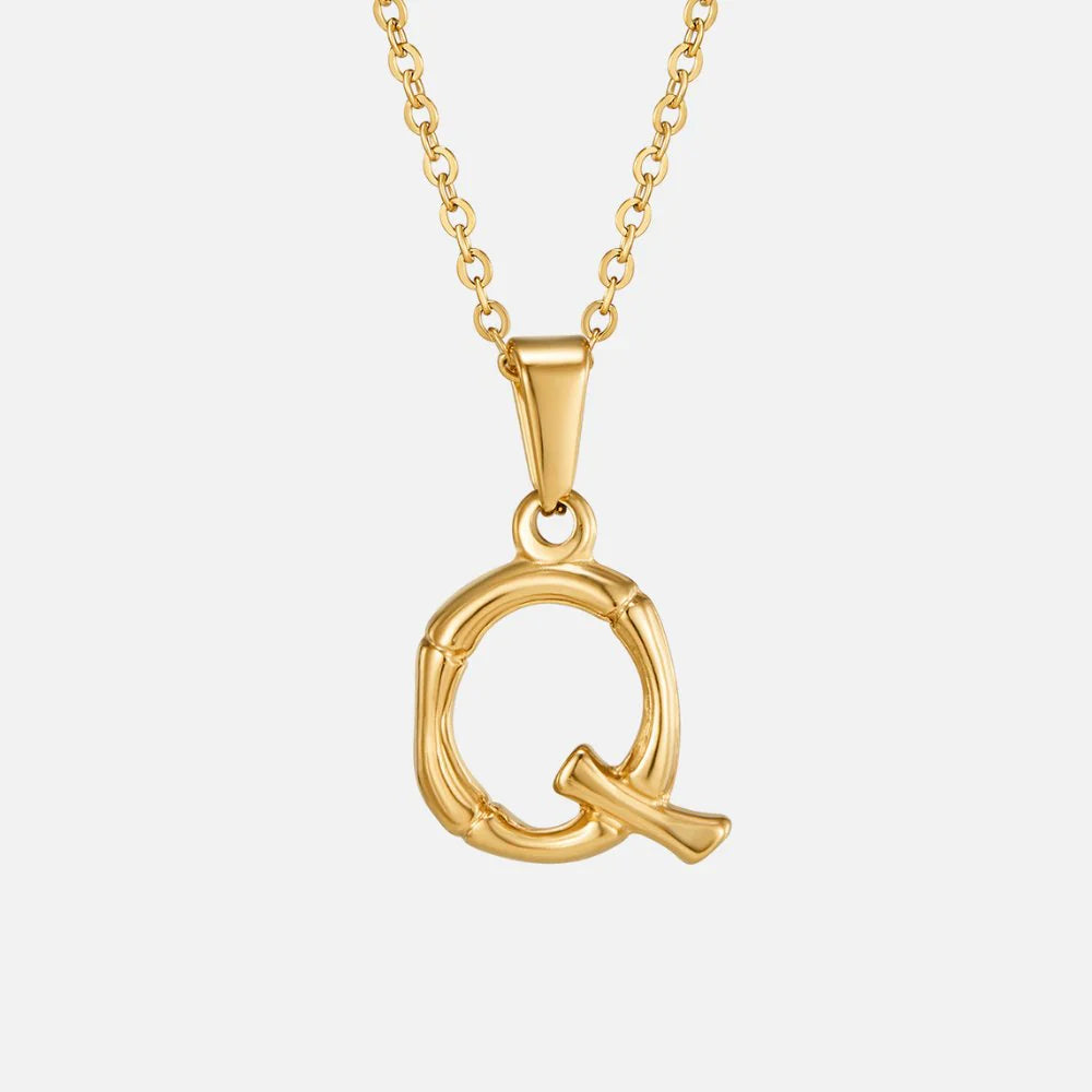 Vioraia Golden Bamboo Letter Pendant Necklace