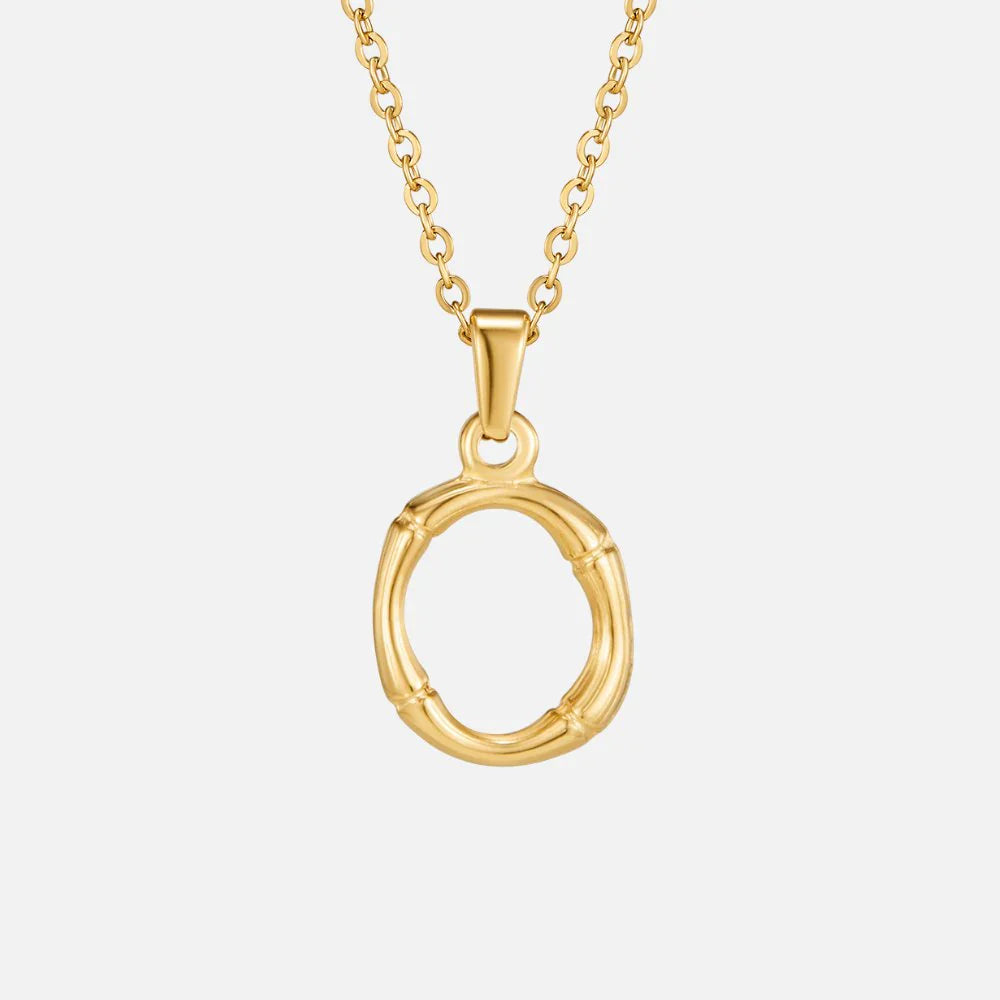 Vioraia Golden Bamboo Letter Pendant Necklace