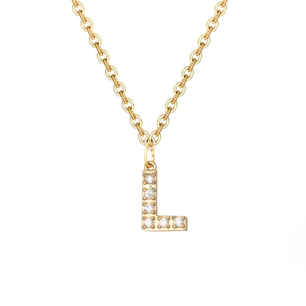 Vioraia Crystal Letter Charm Necklace