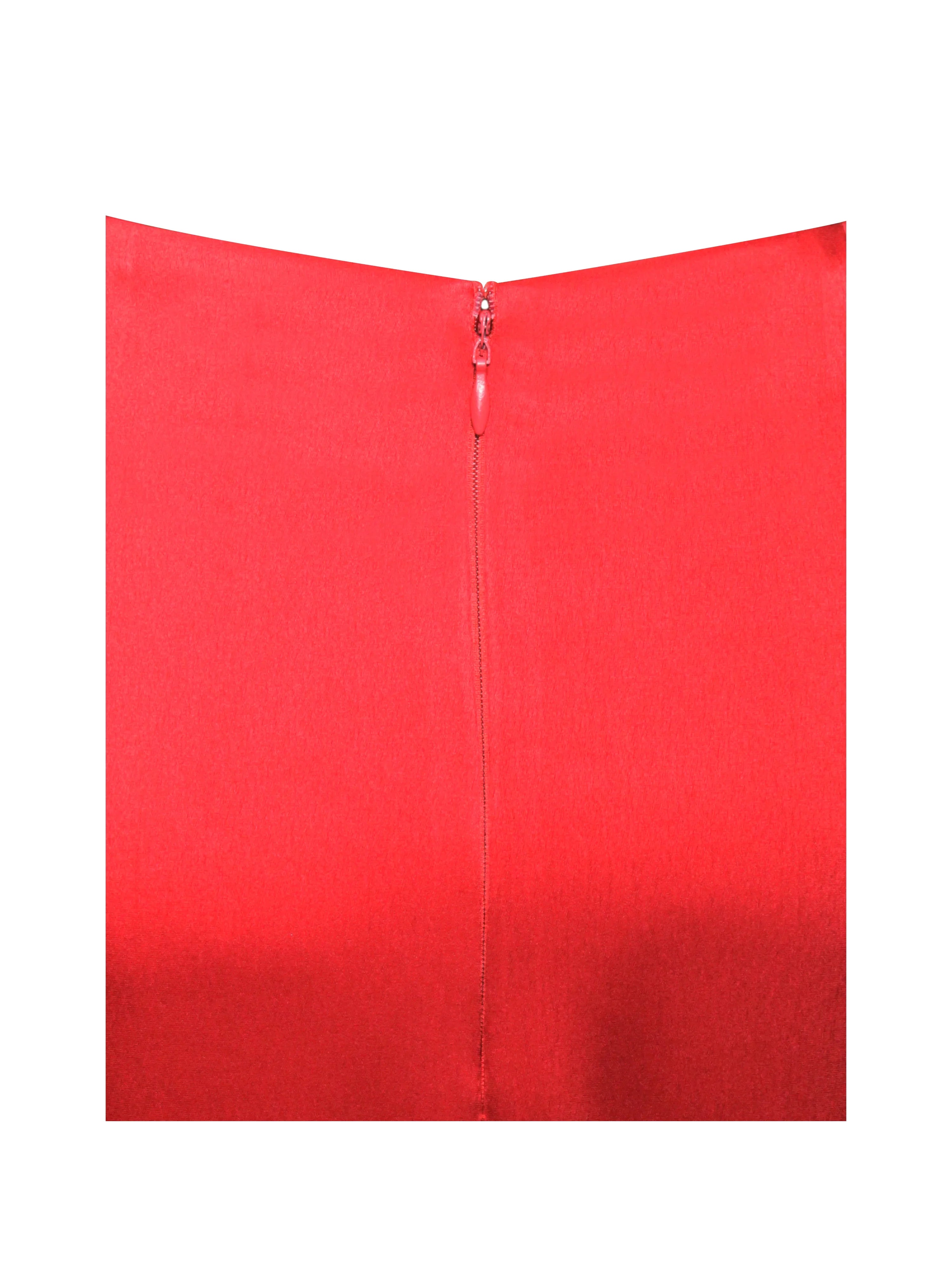 Kadesha Red Crystal High Slit Satin Corset Gown