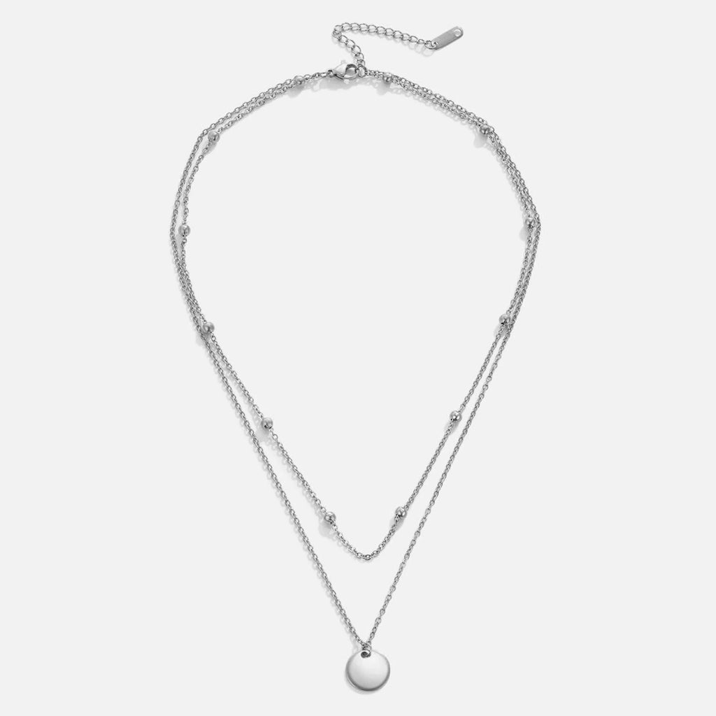 Vioraia Layered Disc Necklace Silver