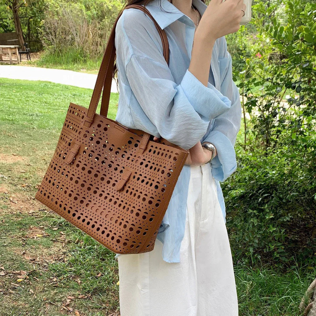 Vioraia Ayla Openwork Tote Bag