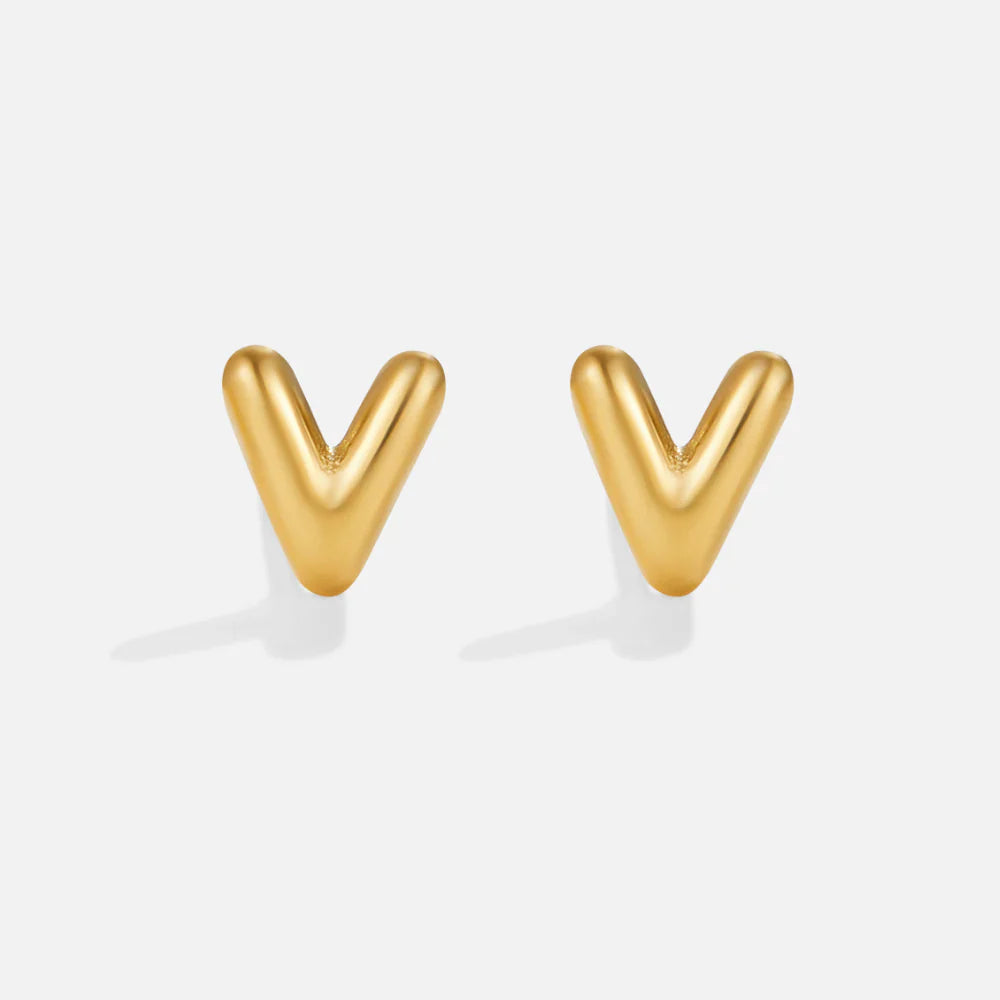 Vioraia Gold Bubble Letter Earrings