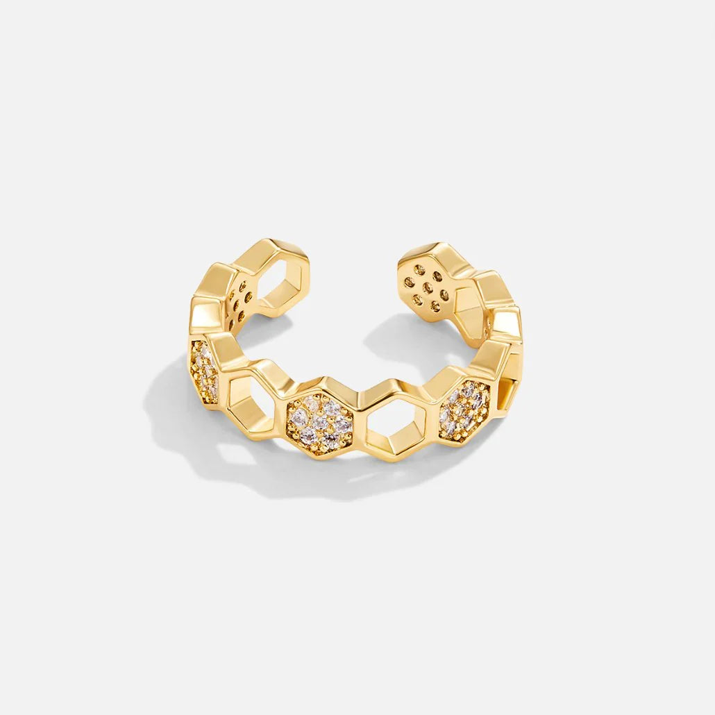 Vioraia Gold & Crystal Honeycomb Ring