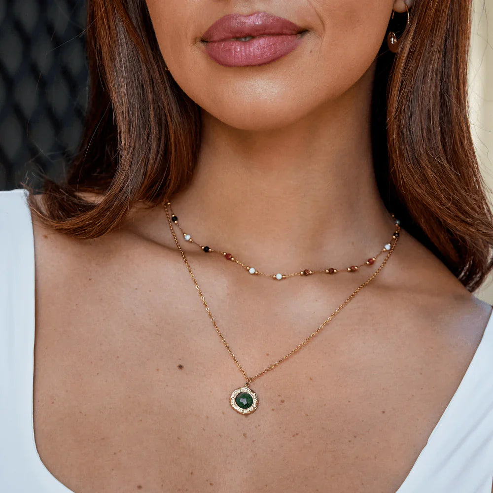 Vioraia Green Aventurine Coin Necklace