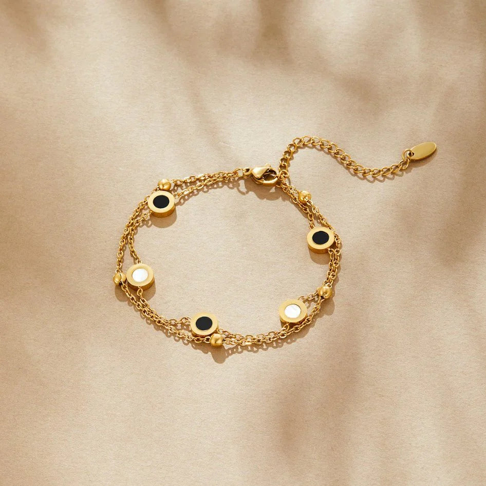 Vioraia Onyx & White Stone Bracelet