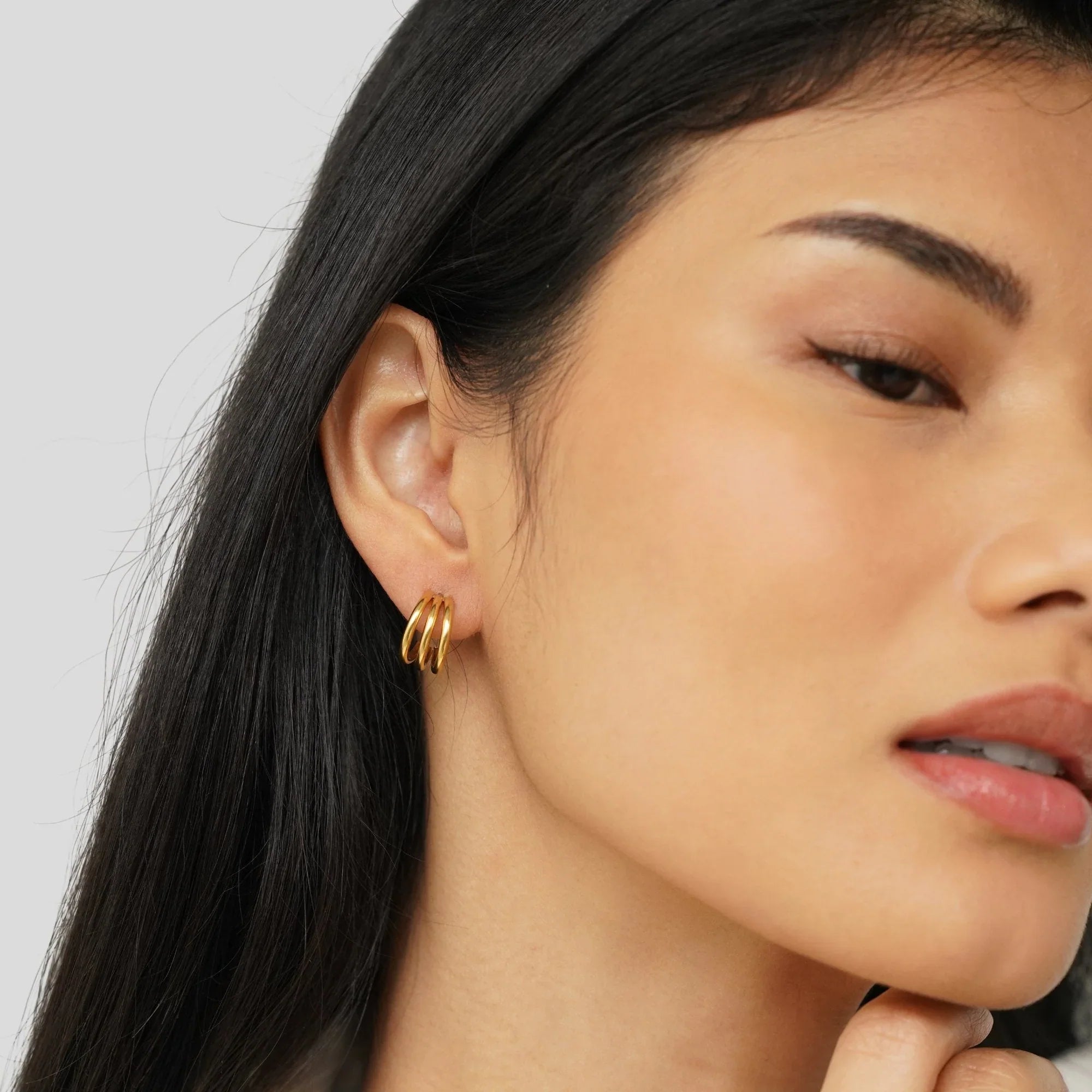 Vioraia Anaya Triple Gold Hoop Earrings