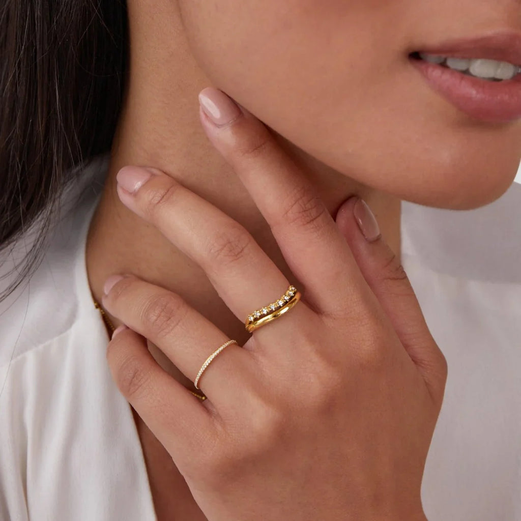 Vioraia Marissa White Crystal Layered Ring
