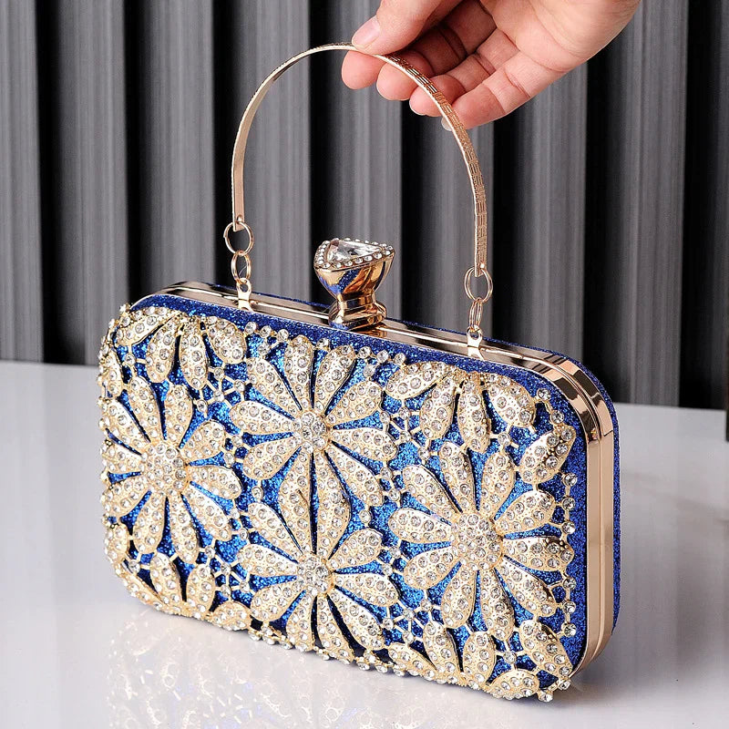 Vioraia Flower Rhinestones Clutch Bag