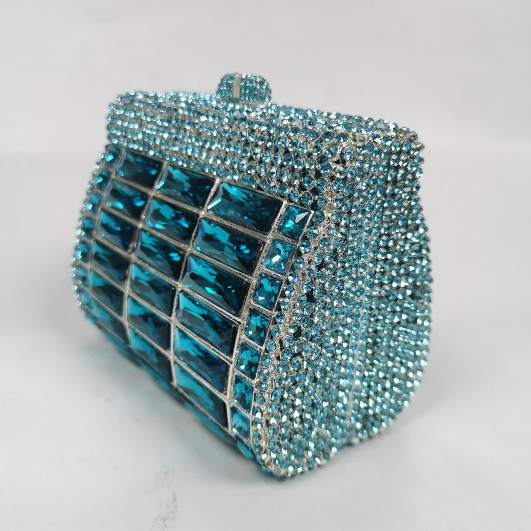 Vioraia (CS) Victoria Crystals Clutch Bag - Sky Blue