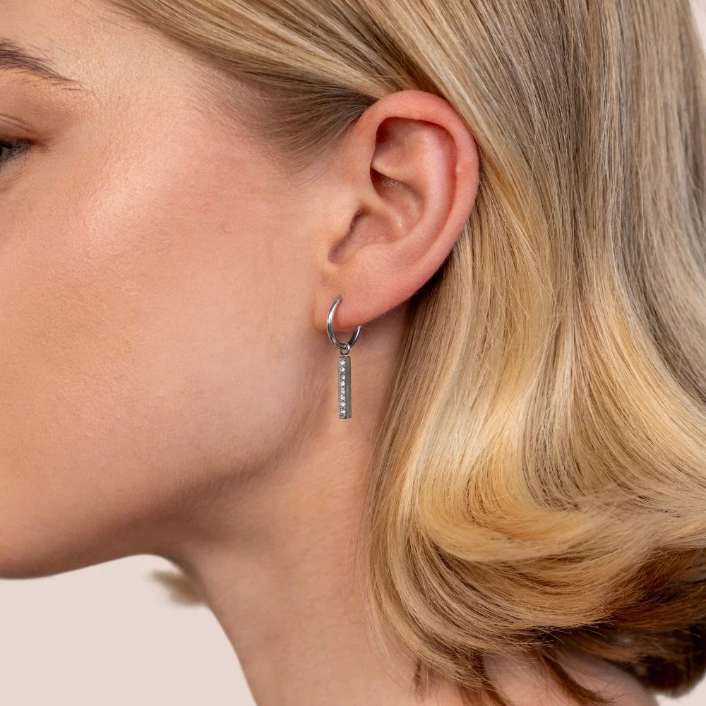 Vioraia Dana Crystal Bar Hoop Earrings