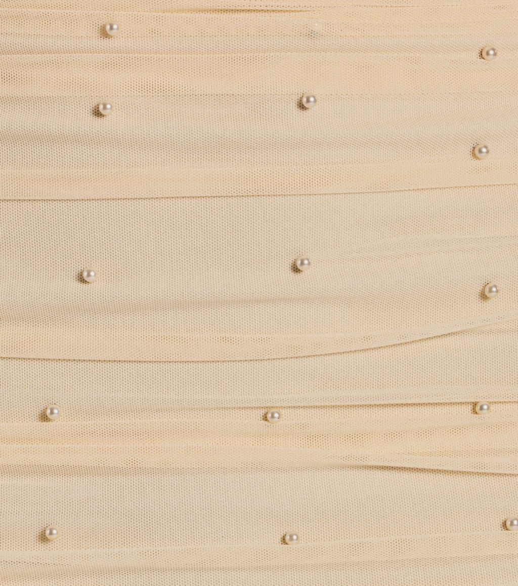 Talia Pearl Mesh Cold-Shoulder Mini Dress