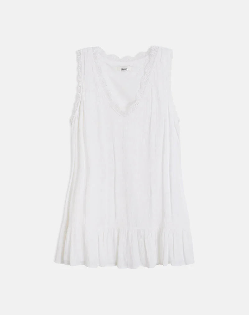 Manika Plunge Babydoll Mini Dress in Rayon White