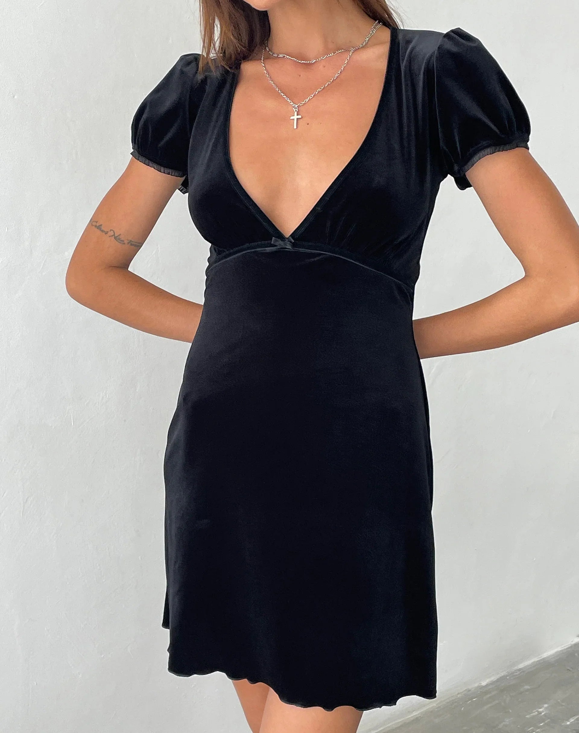 Tabitha Mini Dress in Black Velvet