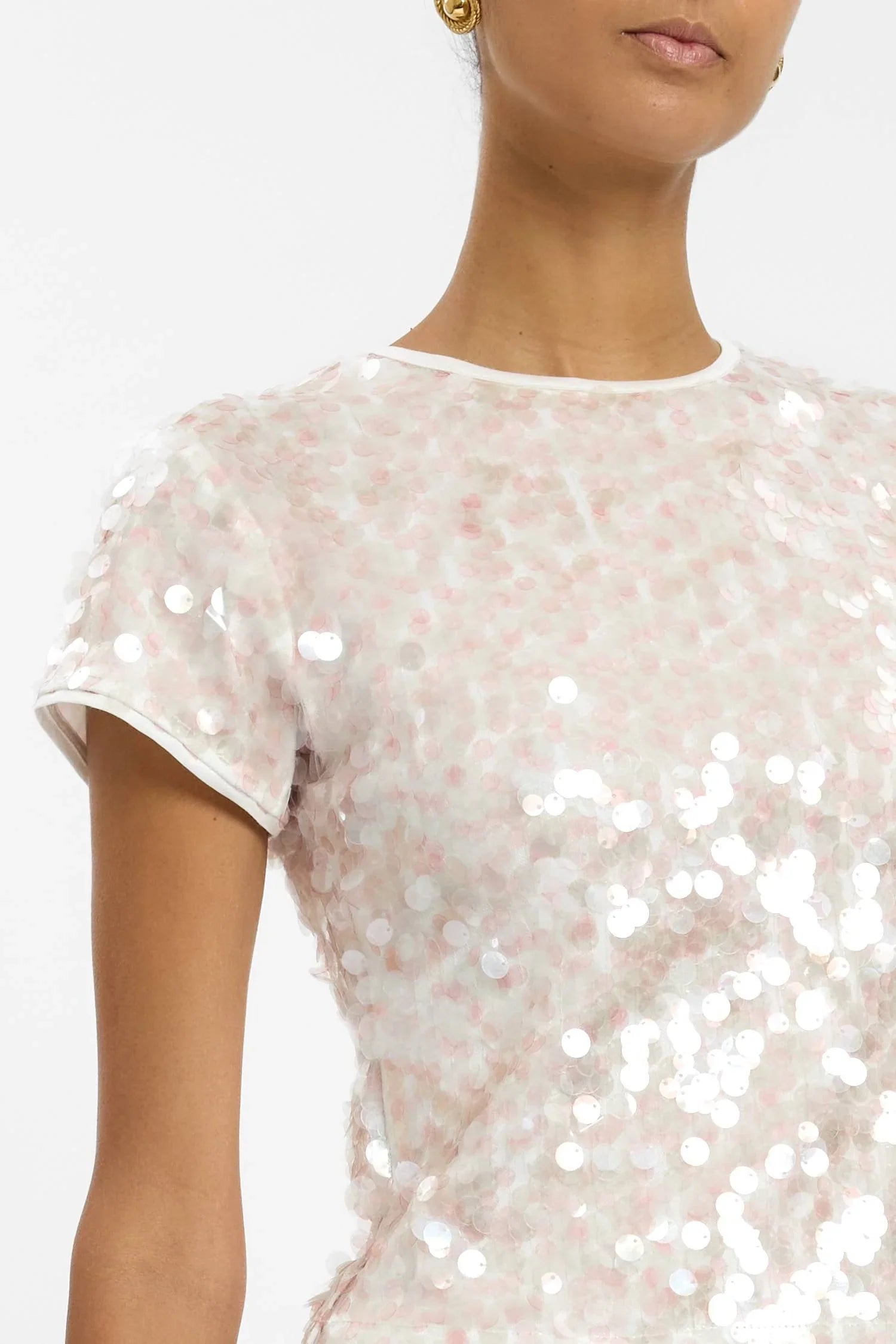 Fitted Tee | Pink Sequin