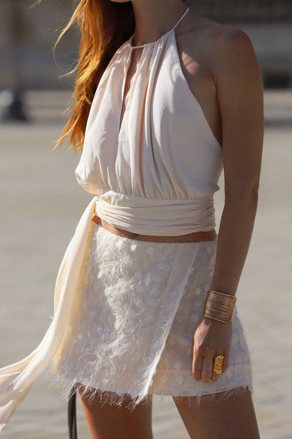 Draped Halter Top | Ivory