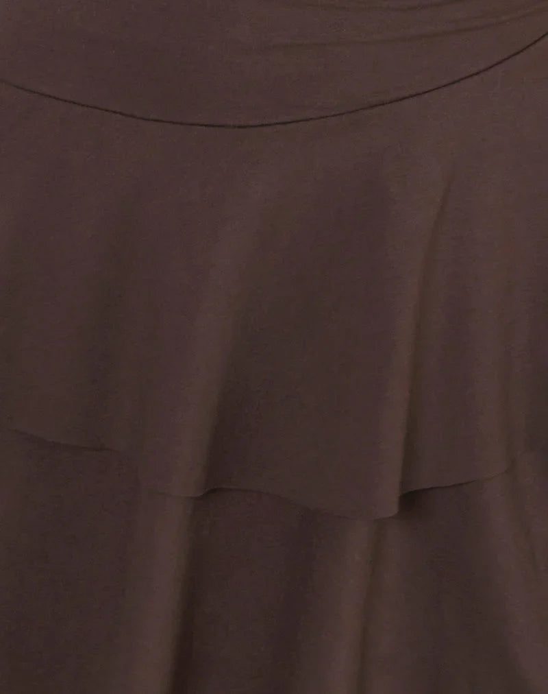 Semary Halterneck Wrap Mini Dress in Bitter Chocolate