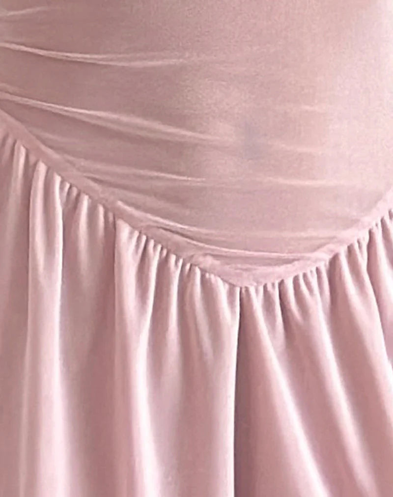 Geni Mini Dress in Mesh Baby Pink