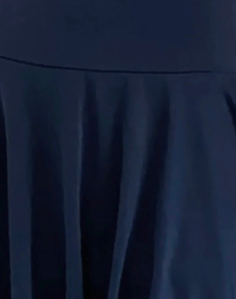 Maisha Open Back Bow Mini Dress in Slinky Navy