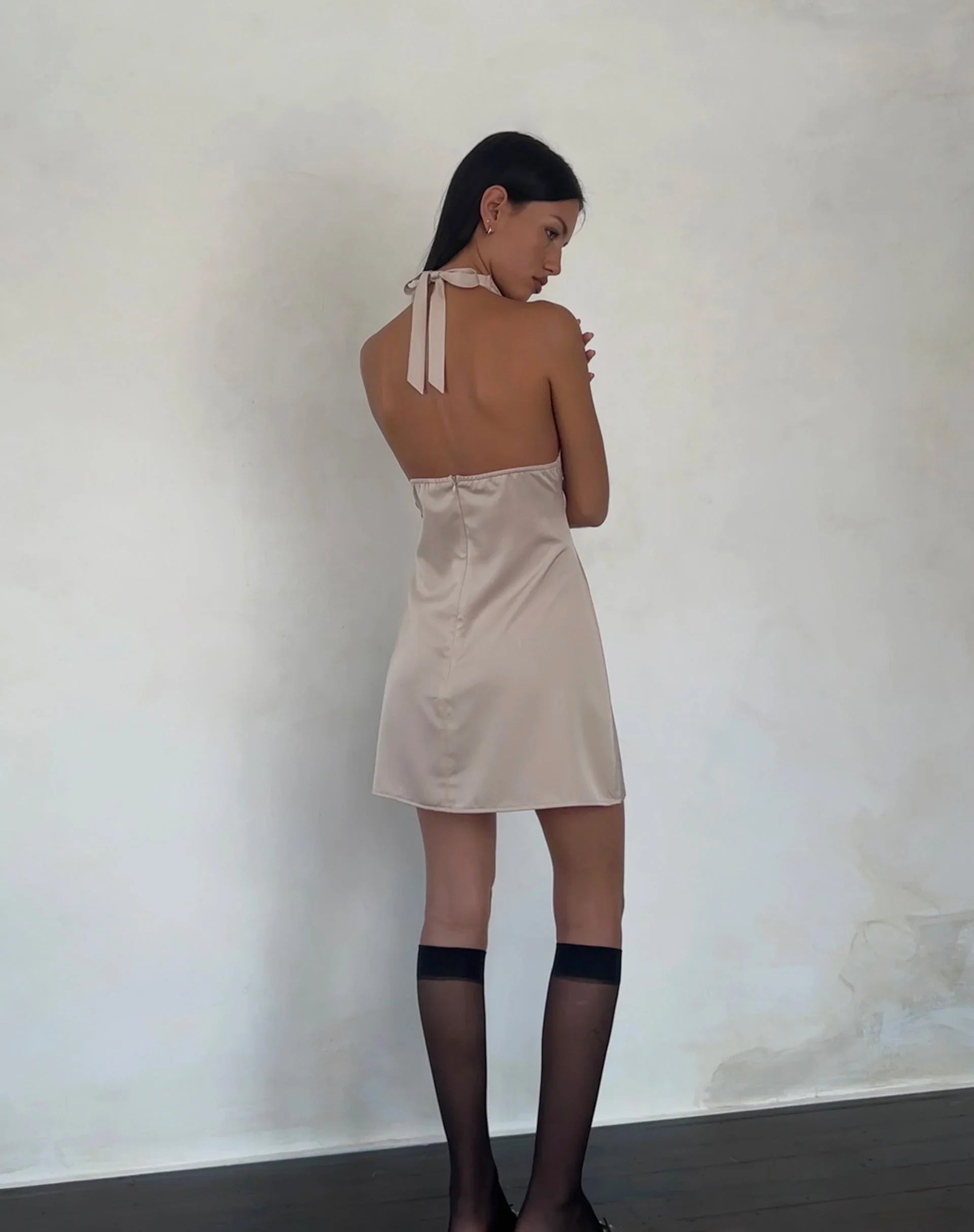 MARUKO MINI DRESS SATIN CHAMPAGNE 5