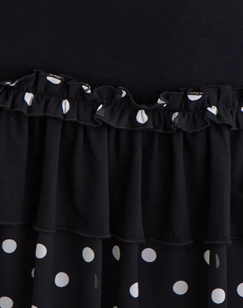 Navya Wrap Mini Dress in Polka Black and White