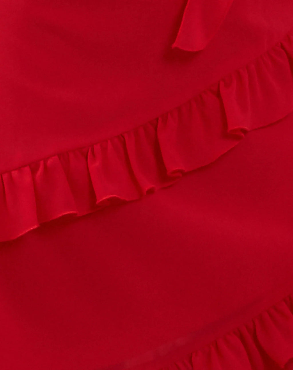 Margaret Ruffle Mini Dress in Red Chiffon with Rosette
