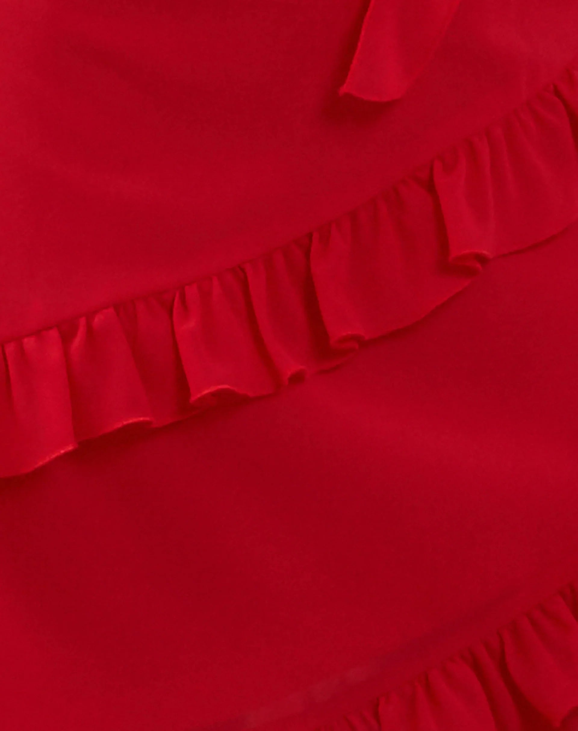 Margaret Ruffle Mini Dress in Red Chiffon with Rosette