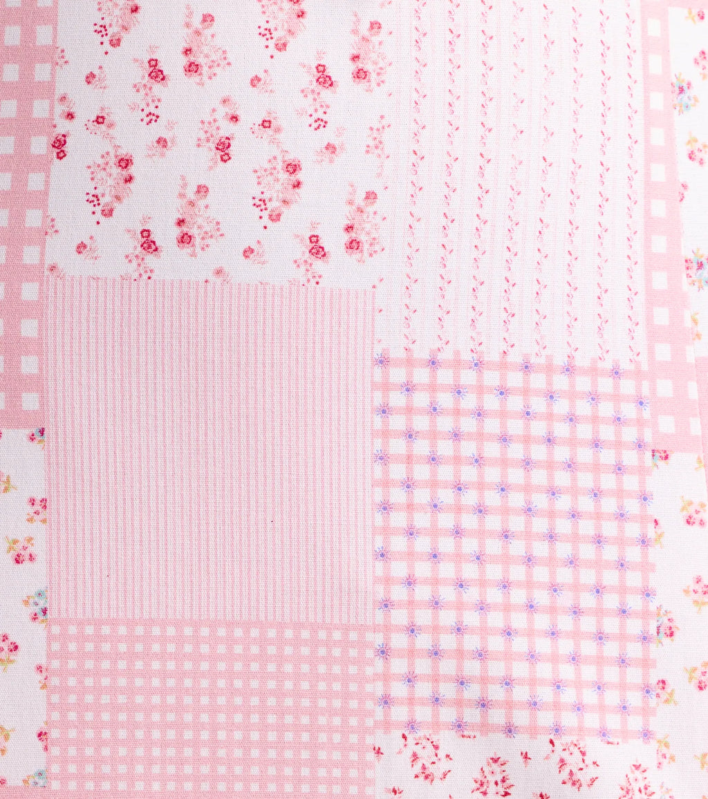 So Sweet Floral And Plaid Patchwork Mini Dress