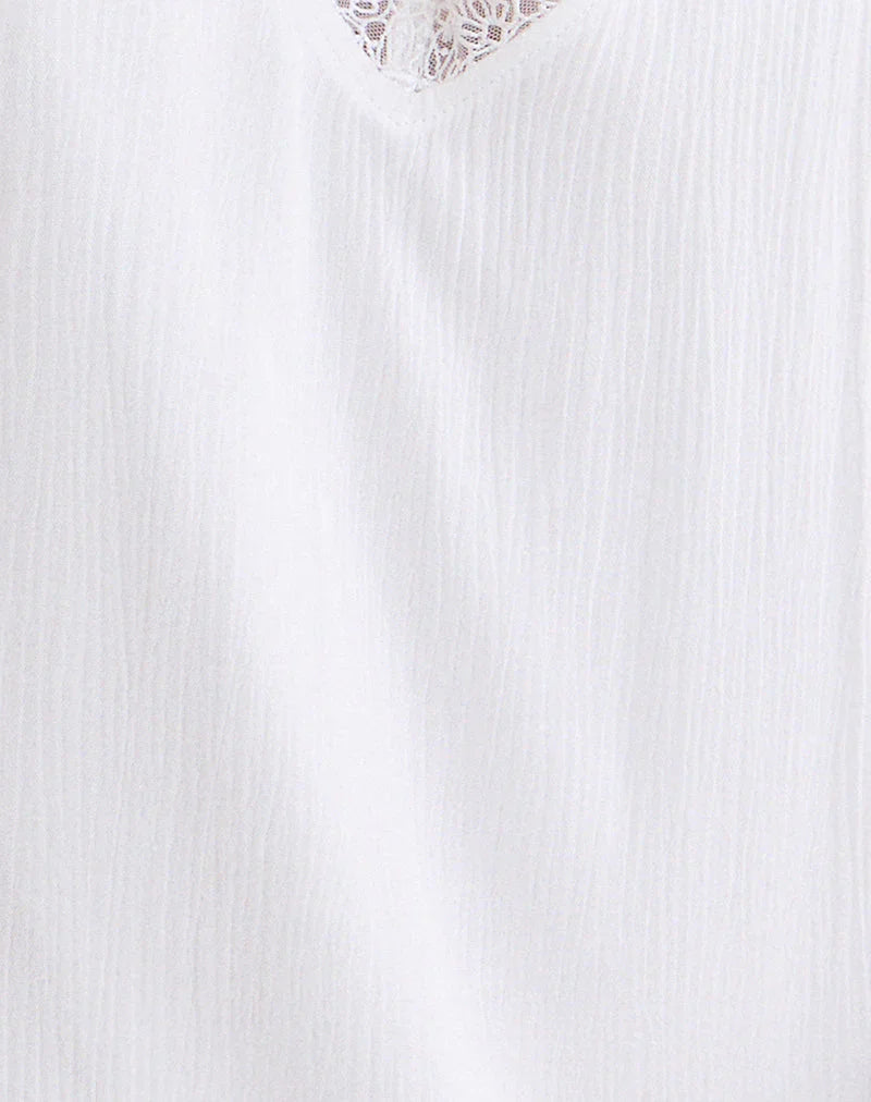 Manika Plunge Babydoll Mini Dress in Rayon White